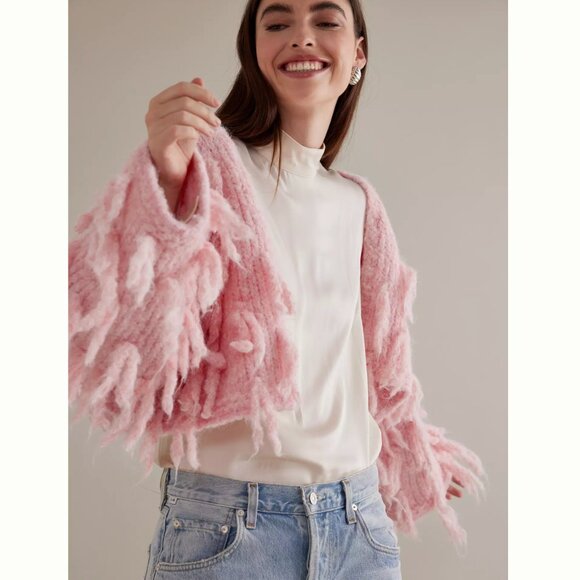 By Anthropologie Knit Fringe Cardigan - Picture 2 of 6